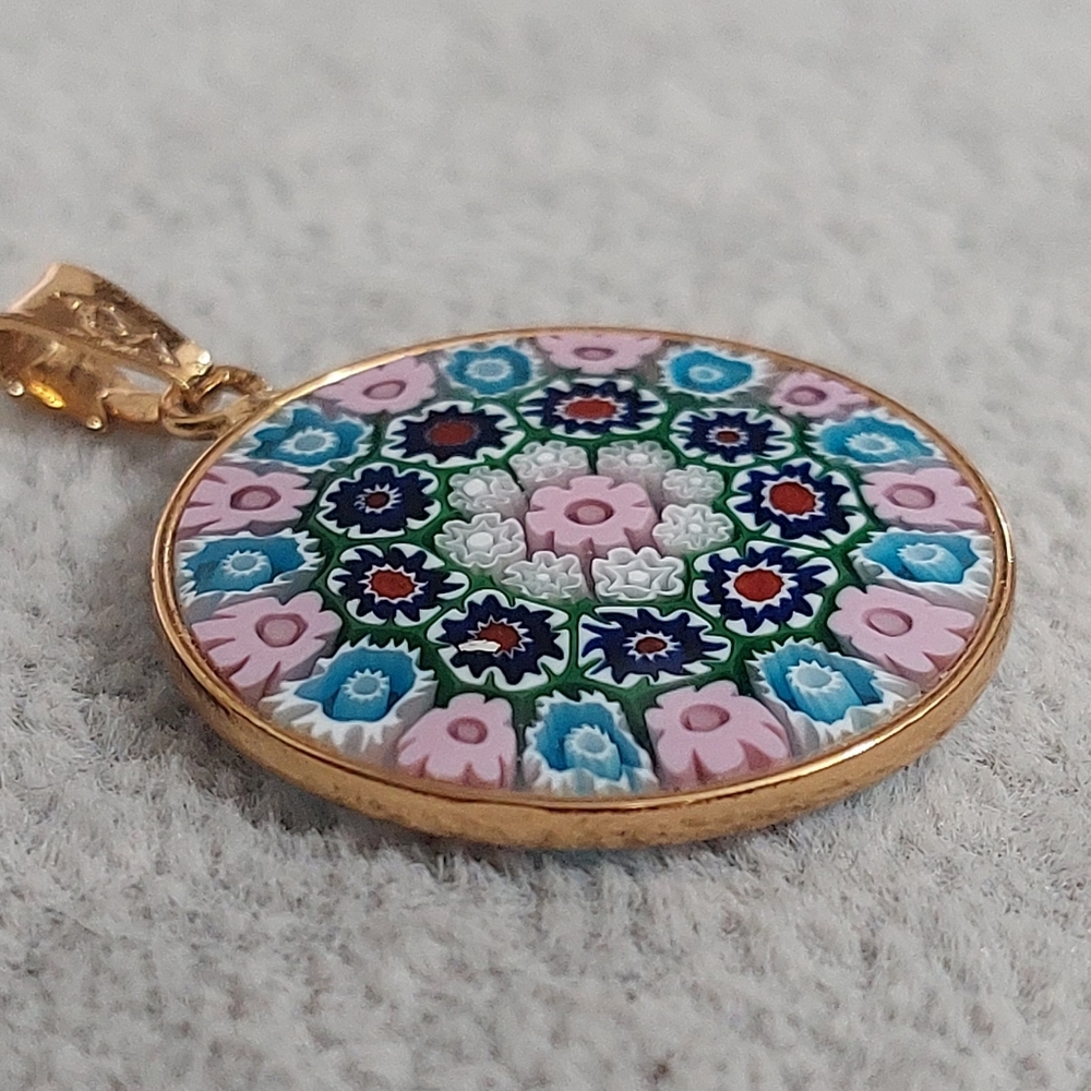 Antica Murrina Veneziana Vintage Sterling/Gold Murano glass pendant. - Picture 7 of 8